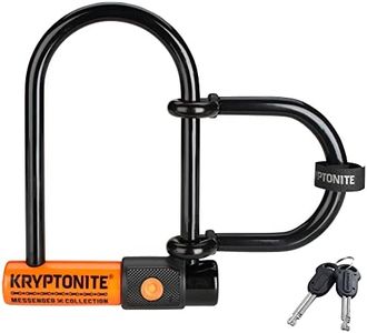 Kryptonite Messenger Mini Bike U-Lock with Wheel Extender, Heavy Duty Anti-Theft Bicycle U Lock, 11mm Steel Shackle with Keys, High Security Lock for E-Bike, Bicycles, Scooters