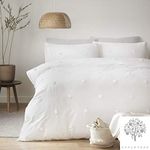 Appletree Dot Garden Duvet Cover Set, 100% Cotton, White with White Spots, Super-King