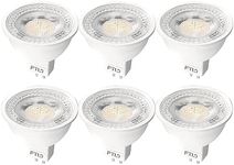 FTL MR16 LED Bulb 3000K Warm White 12V Low Voltage GU5.3 Bipin 50W Halogen Equivalent 5W 40 Degree Non Dimmable Spot Light for Track and Outdoor Landscape Lighting 6-Pack