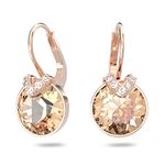 Swarovski Bella V drop earrings, Round cut, Gold tone, Rose gold-tone Finished