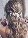 Vakkery Flower Bride Wedding Hair Vine Pearl Hair Accessories Bridal Headband Headpiece for Women and Girls (Silver)