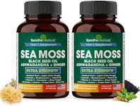 Sea Moss Capsules with Black Seed Oil Ashwagandha Ginger Burdock Root | Advanced Seamoss Superfood 120 Pills | True Combo of Infinite Multiminerals | Bundle with Shilajit | All Men Women Age