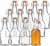 Kitchen Lux Glass Beer Bottles with Swing Top Cap, 6 Pack – Home Brewing Grolsch Bottle Set – Airtight Rubber Silicone Lid for Kombucha, Dressings and More