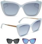 DIFF Becky II Designer Oversized Cat Eye Sunglasses for Women UV400, Blue Dust + Blue Gradient Flash