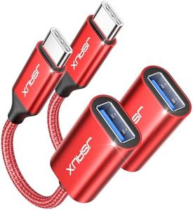 JSAUX USB C to USB Adapter [2 Pack], USB Type C Male to USB 3.0 Female OTG Cable Thunderbolt3 Compatible with MacBook Pro/Air 2019 2018 2017, Galaxy S23 S23+ Ultra Note 10 S9 S8-Red