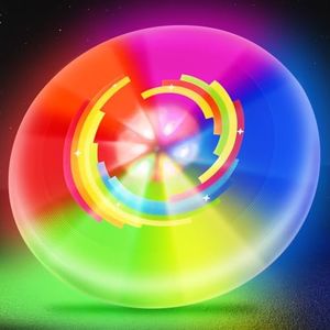 Kovshuiwe Colorful Light Up Flying Disc - 7 Modes, 12h Battery, 175g Ultimate Disc, Soft Frisbee, Adult/Men/Boys/Teens Birthday, Ideal for Outdoor, Lawn, Camping Games, Gift.