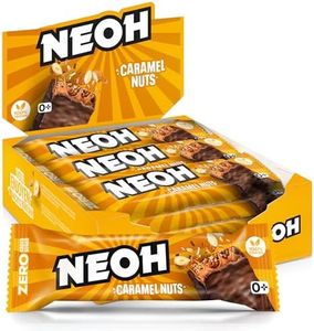 NEOH Caramel Nut Bars - Keto Chocolate Dipped Candy Bar, Gluten-Free Low-Calorie, Low-Carb, Plant-Based, High-Fiber Snacks, No Added Sugar, 1 Ounce Individually Wrapped Bars, 12 Pack