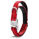 Black Rhino - Tactical Dog Collar Ultra-Soft Neoprene Padded Dog Collars for Medium, Large, XL Dogs | Heavy Duty Metal Buckle | Padded Handle for Dog Training (Medium, Red)