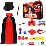 BLOONSY Magic Kit for Kids | Magic Tricks Set for Kids Age 6 8 10 12 | Magician Costume for Pretend Play with Easy to Follow Guide and Video Instructions Included