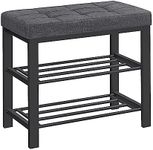 SONGMICS Shoe Bench, 3-Tier Shoe Rack for Entryway, 12.2 x 23.6 x 19.3 Inches, Dark Gray and Black ULBS576B33