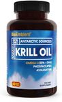 BioEmblem Antarctic Krill Oil Supplement | 1000mg | Omega-3 Oil with High Levels of EPA + DHA, Astaxanthin, and Phospholipids | No Fishy Aftertaste | 60-Count Non-GMO Softgels