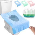 SevenFish 60pcs Toilet Seat Cover Disposable, Large Waterproof Paper Toilet Seat Cover Individually Wrapped Potty Training Seat Covers Travel Accessories for Kids Adults, Blue/Green/Pink