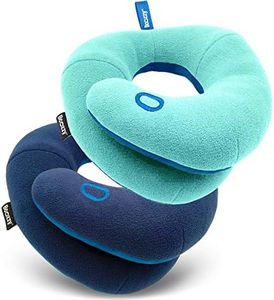 BCOZZY Kids Bundle- 2 Travel Neck Pillows for Toddlers- Super Soft Head, Neck, and Chin Support, for Comfortable Sleep in Car Seat Booster and Plane- Washable, Light Blue, Navy