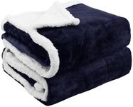 Pfimigh Waterproof Dog Blanket, 3-Layer Flannel and Sherpa Pet Throw, Reversible Protector Cover for Bed Couch Sofa, Navy Blue, 152x203cm