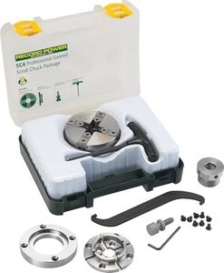 Record Power SC4 Geared Chuck Package, 4" High Tensile Steel Body, Insert Thread Version (additional insert required to suit your lathe thread), 2" Standard Jaw, 3 1/2" Faceplate and Deep Woodscrew