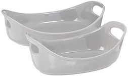 Rachael Ray Ceramics Bubble and Brown Oval Baker Set, 2-Piece, Light Sea Salt Gray -