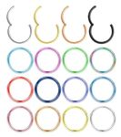 Thunaraz Surgical Steel Nose Rings Hoop Nose Clicker Ring Septum Jewelry 16G Nose Hoop Lip Rings Nose Helix Cartilage Rook Earrings Nostril Piercing Jewelry Hypoallergenic 8mm