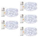 btfarm 5 Pack Fairy Lights Battery Powered with Timer, 7FT 20LED Silver Wire String Fairy Lights Battery Operated Waterproof for Bedroom Christmas Party Wedding Decoration (Cool White)