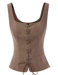 Womens Peasant Costume Vest Waistcoat Renaissance Bodice Cofee M