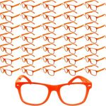 Fahacop 36 Pack Orange Glasses Frames No Lens Kids Pretend Glasses for Children Daily Cosplay Costume Accessories Party Favors