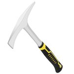 CKJSJ Welding chipping hammer, 27-ounce slag removal tool with forged steel construction and shock-absorbing handle, slag hammer, welder's hammer, rock pick, forged brick hammer. (yellow)