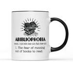 SmartyPants Abibliophobia Mug Tea Coffee Cup - Novelty Fun Read Books Novel School Year Class Pupil Best Teacher Inspire Library Black Handle Gift Present (Black Handle Prime)