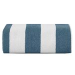 SweetNeedle - Beach Towels for Adults - Sea Glass Green Cabana Striped Classic - 100% Cotton Terry Ringspun Pool Towel, Quick Dry, Super Absorbent Swimming large towel, 450 GSM, 76 x 152 cm