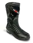 PROFIRST Genuine Leather Ladies High Long Ankle Motorbike Boots Motorcycle Waterproof Women Cruiser Shoes Racing Sports | Full Black, Size 5