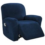 Recliner Slipcovers Recliner Cover Sofa Slipcover Sofa Cover 4-Pieces Furniture Protector Couch Rich Velvet Plush Form Fit Stretch Stylish Soft with Elastic Bottom, Navy