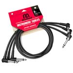 Miracle Sound Guitar Patch Cable for Pedalboard Effects with Right Angle Plug 3-Pack Ideal Electric Guitar and Bass Livewire Cable (3 Feet)