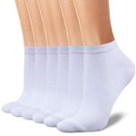 Dlunsy Women's White Cotton Ankle Socks Lightweight Low Cut Socks Soft athletic Socks 6 Pairs,Size 9-11