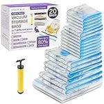 20 Pack Heavy Duty Vacuum Storage Bags Set with Pump, Compression Bags for Duvets, Clothes, Blankets - 2 XL Jumbo | 2 Jumbo | 2 Large | 2 Medium | 6 Small | 2 Travel Roll-up (L) | 4 Travel Roll-up (S)