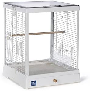 Prevue Pet Products Clear View Glass Bird Cage Crystal Palace for Small Birds - White Frame