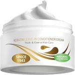 Vitamins Keratin Leave In Conditioner Moisturiser - Coarse Thick Hair Care Moisturising Hydrating Anti Frizz Detangler Cream for Dry Damaged Curly Hair