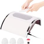 Biutee Nail Dust Collector Professional with 3 Reusable Dust Collecting Bags and a Brush, 80W Power Manicure for Dust Collector Nail Salon, Acrylic Nails Removal