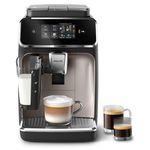 Philips 2300 Series Fully Automatic Espresso Machine - 4 Beverages, Modern colour touch screen display, LatteGo milk system, SilentBrew, 100% Ceramic Grinder, AquaClean Filter. Matte Black(EP2336/40)