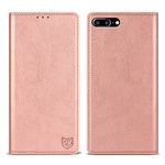 ZZXX iPhone 7 Plus/iPhone 8 Plus Wallet Case with [RFID Blocking] Card Slot Stand Strong Magnetic Leather Flip Fold Protective Phone Case for iPhone 8 Plus Case Wallet(Rose Gold-5.5 inch)