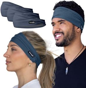 Sweatband for Men and Women - Unisex Non Slip Headband that Wicks Moisture and Eliminates Excess Sweat - Durable & Long-Lasting - Running, Sports, Gym (Navy Blue, Single)