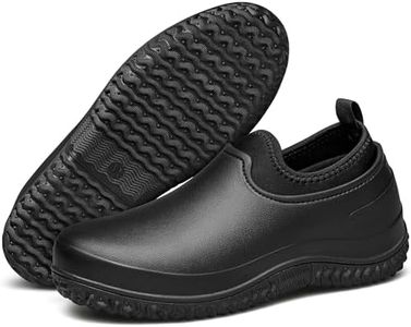 TENGTA Men's Garden Shoes Waterproof Slip On Mud Rain Boots for Women Lightweight Grass Cutting Shoes Black 12.5