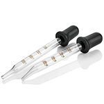 Eye Dropper - (Pack of 2) Bent & Straight Tip Calibrated Glass Droppers for Essential Oils Pipette Dropper for Accurate Easy Dose and Measurement (1 mL Capacity)