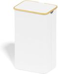 SUOCO Laundry Hamper with Lid, 29 Gal (110L) Clothes Basket with Bamboo Handles, Large Foldable Laundry Hamper for Bedroom, Bathroom, Dorm, Laundry Room - White