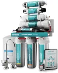 NU Aqua 7-Stage Alkaline & UV Under Sink Reverse Osmosis Water Filter System - Booster Pump - 100 GPD RO Filtration & Remineralization - Faucet & Tank - 100GPD Undersink Home Kitchen Drinking Purifier