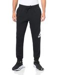 adidas Mens Essentials Fleece Tapered Cuffed Big Logo Sweatpants, Black, Small Tall US