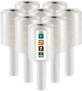 8 Pack Industrial Strength Mini Hand Stretch Wrap 5" 1000 Ft. Roll 80 Gauge Thick, Shrink Wrap Roll for Moving Supplies, Furniture, Pallets, Plastic Wrap for Packing, Heavy Duty Stretch Film