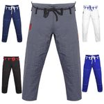 Zafco Sports Zafco Fightwear Men's Brazilian Jiu Jitsu Gi Pants 10oz Ripstop MMA Grappling Kimono, Grey, 2