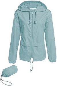 Hount Women's Lightweight Hooded Raincoat Waterproof Packable Active Outdoor Rain Jacket (XXL, Light Green)