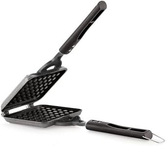 PANCA Non-Stick Waffle Pancake Maker | Waffles at Home | Gas Compatible Super Heavy Thickness | Flip & Lock Design, 100 Watts, Black