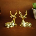 Ekhasa 100% Pure Brass Deer Showpiece for Home Decor Living Room Decorative Items | Showpieces Gift Items for Home Decoration | Center Table TV Unit Showcase Shelf Office Desk Interior Artifacts