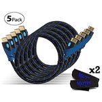 MutecPower Premium High Speed HDMI Cable With Ethernet "5 PACK" (1M) - Supports 3D 4K & Audio Return Channel + 2 cable ties - 1 Meter- 5 Pack