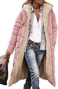 PRETTYGARDEN Winter Clothes For Women 2026 Shearling Sherpa Fleece Hoodie Puffer Jacket Coats (Pink,XX-Large)
